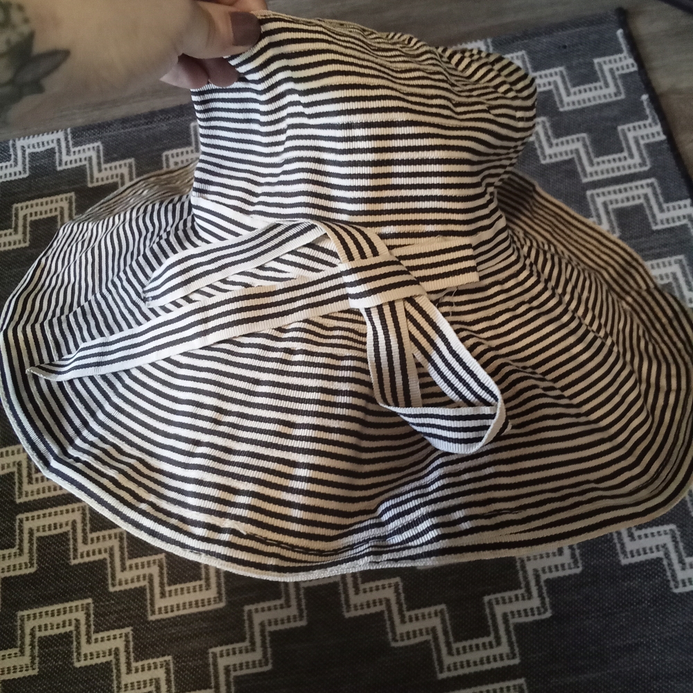 Orchid & Yellow Black and White Striped Hat